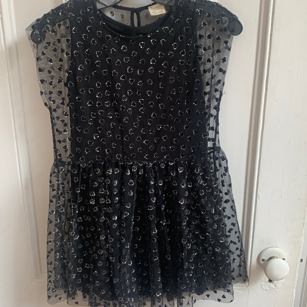 Zara NWOT tulle dress with flocked hearts